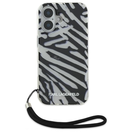 Husa pentru iPhone 16 - Karl Lagerfeld IML Luxury (KLHCP16SHZBPKCCK) - Zebra PatternandCord