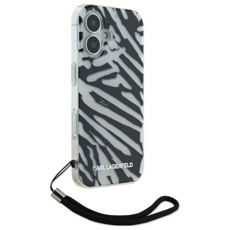 Husa pentru iPhone 16 - Karl Lagerfeld IML Luxury (KLHCP16SHZBPKCCK) - Zebra PatternandCord