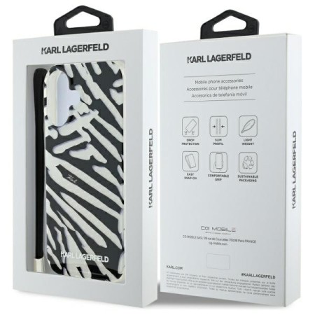 Husa pentru iPhone 16 - Karl Lagerfeld IML Luxury (KLHCP16SHZBPKCCK) - Zebra PatternandCord