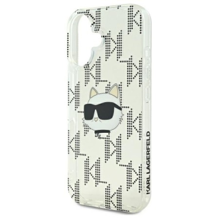 Husa pentru iPhone 16 - Karl Lagerfeld IML Luxury Electroplated (KLHCP16SHKLPCHT) - Transparent Choupette Head