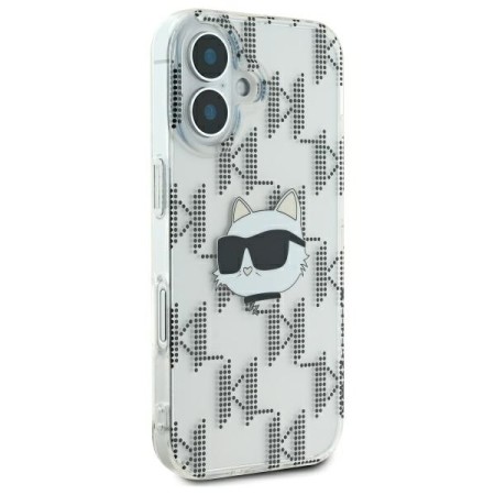 Husa pentru iPhone 16 - Karl Lagerfeld IML Luxury Electroplated (KLHCP16SHKLPCHT) - Transparent Choupette Head