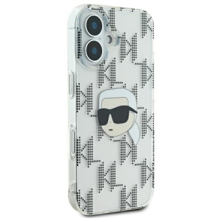 Husa pentru iPhone 16 - Karl Lagerfeld IML Luxury Electroplated (KLHCP16SHKLPKHT) - Transparent Karl Head