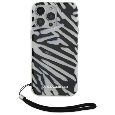 Husa pentru iPhone 16 Pro Max - Karl Lagerfeld IML Luxury (KLHCP16XHZBPKCCK) - Zebra PatternandCord