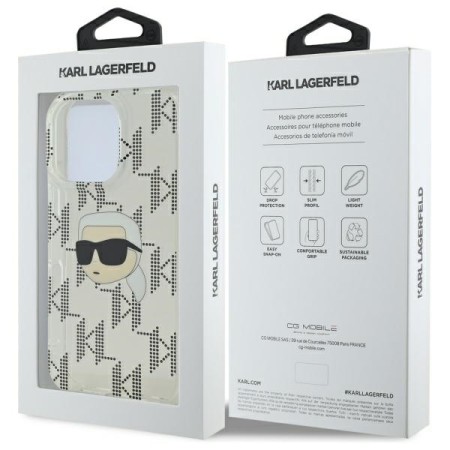 Husa pentru iPhone 16 Pro Max - Karl Lagerfeld IML Luxury (KLHCP16XHKLPKHT) - Transparent Karl Head Electroplated