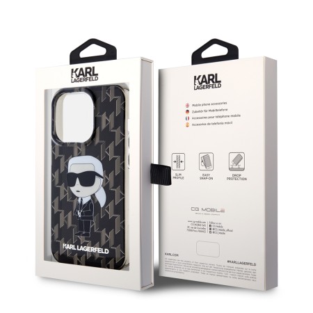 Husa iPhone 15 Pro - Karl Lagerfeld Hardcase Monogram (KLHCP15LHNKMKLK) - Ikonik