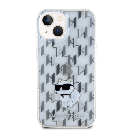 Husa iPhone 15 / iPhone 14 / iPhone 13 - Karl Lagerfeld Hardcase Monogram (KLHCP15SHNCMKLT) - Transparent Choupette