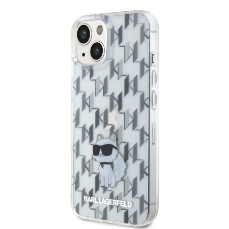 Husa iPhone 15 / iPhone 14 / iPhone 13 - Karl Lagerfeld Hardcase Monogram (KLHCP15SHNCMKLT) - Transparent Choupette