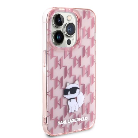 Husa iPhone 15 Pro Max - Karl Lagerfeld Hardcase Monogram (KLHCP15XHNCMKLP) - Pink Choupette