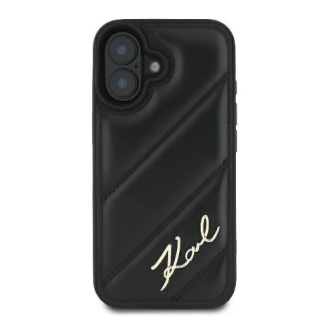 Husa pentru iPhone 16 Plus - Karl Lagerfeld Diagonal Quilted (KLHCP16MPQDSMGK) - Black