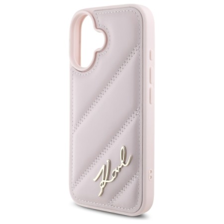 Husa pentru iPhone 16 - Karl Lagerfeld Diagonal Quilted (KLHCP16SPQDSMGP) - Pink