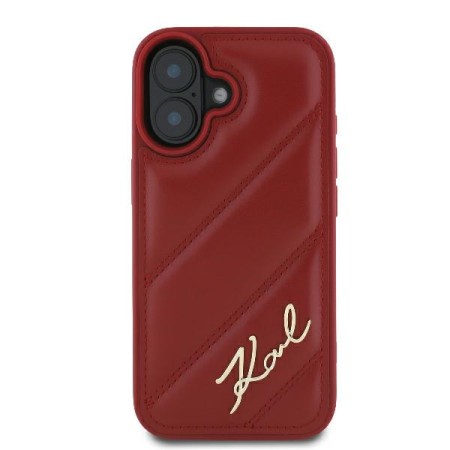 Husa pentru iPhone 16 - Karl Lagerfeld Diagonal Quilted (KLHCP16SPQDSMGR) - Red