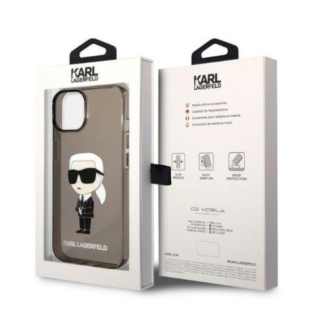 Husa iPhone 15 Plus / iPhone 14 Plus - Karl Lagerfeld Hardcase (KLHCP14MHNIKTCK) - Ikonik Karl Lagerfeld