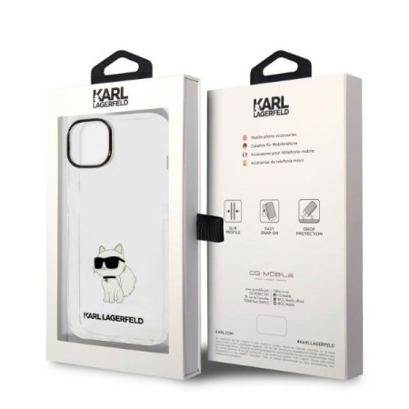 Husa iPhone 15 Plus / iPhone 14 Plus - Karl Lagerfeld Hardcase Transparent (KLHCP14MHNCHTCT) - Ikonik Choupette