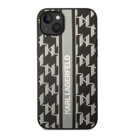 Husa iPhone 15 Plus / iPhone 14 Plus - Karl Lagerfeld Hardcase Monogram (KLHCP14MPGKLSKG) - Grey Stripe