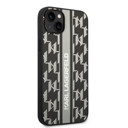 Husa iPhone 15 Plus / iPhone 14 Plus - Karl Lagerfeld Hardcase Monogram (KLHCP14MPGKLSKG) - Grey Stripe