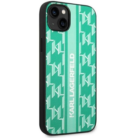 Husa iPhone 15 Plus / iPhone 14 Plus - Karl Lagerfeld Hardcase Monogram (KLHCP14MPGKLSKN) - Green Stripe