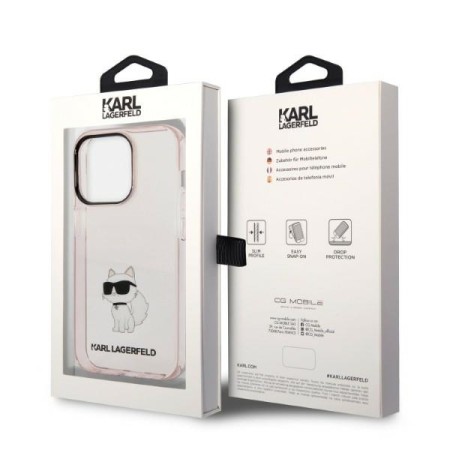 Husa iPhone 14 Pro Max - Karl Lagerfeld Hardcase (KLHCP14XHNCHTCP) - Pink Ikonik Choupette