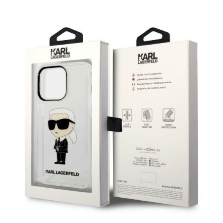 Husa iPhone 14 Pro Max - Karl Lagerfeld Hardcase Transparent (KLHCP14XHNIKTCT) - Ikonik Karl Lagerfeld