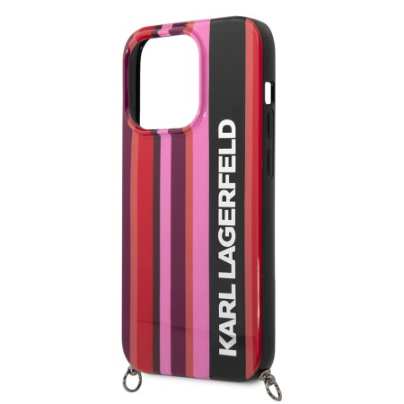 Husa iPhone 14 Pro Max - Karl Lagerfeld Hardcase with Strap (KLHCP14XSTSTP) - Pink Color Stripes