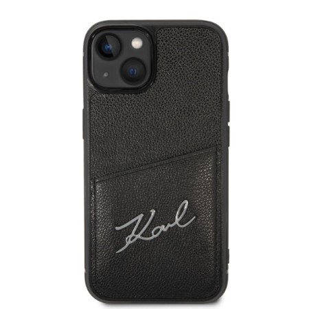 Husa iPhone 15 Plus / iPhone 14 Plus - Karl Lagerfeld Hardcase Leather Cardslots (KLHCP14MCSSK) - Signature Logo