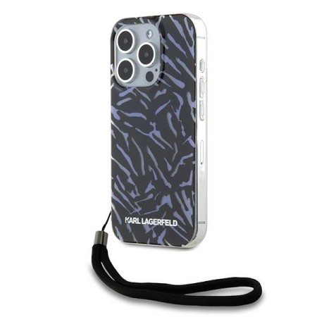 Husa iPhone 15 Pro Max - Karl Lagerfeld Hardcase (KLHCP15XHZBPKCCU) - Purple Zebra With Cord