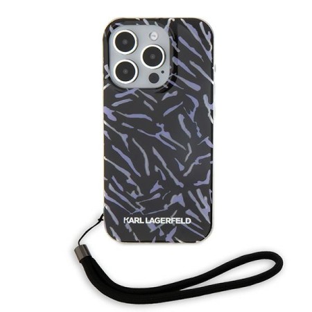 Husa iPhone 15 Pro Max - Karl Lagerfeld Hardcase (KLHCP15XHZBPKCCU) - Purple Zebra With Cord