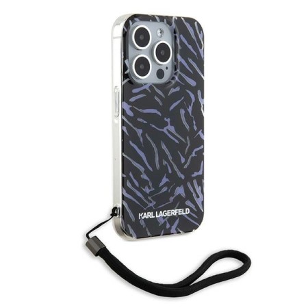 Husa iPhone 15 Pro Max - Karl Lagerfeld Hardcase (KLHCP15XHZBPKCCU) - Purple Zebra With Cord