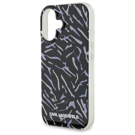 Husa pentru iPhone 16 Plus - Karl Lagerfeld Hardcase (KLHCP16MHZBPKCCU) - Purple Zebra With Cord