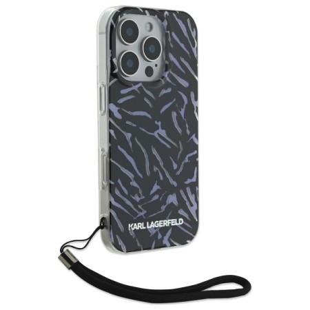 Husa iPhone 16 Pro Max - Karl Lagerfeld Hardcase (KLHCP16XHZBPKCCU) - Purple Zebra With Cord