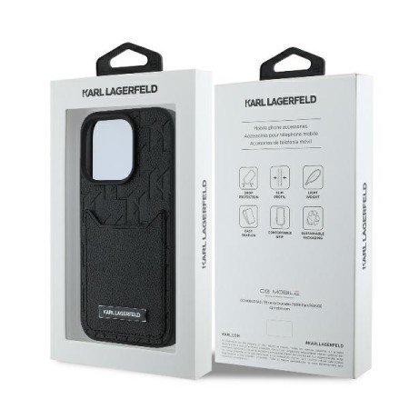 Husa iPhone 16 Pro Max - Karl Lagerfeld Hardcase Leather Cardslots (KLHCP16XPGKHPRPK) - Monogram