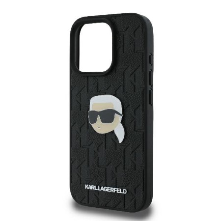 Husa iPhone 16 Pro Max - Karl Lagerfeld Hardcase Leather Monogram (KLHCP16XPGKLKIPK) - Karl Head Pin