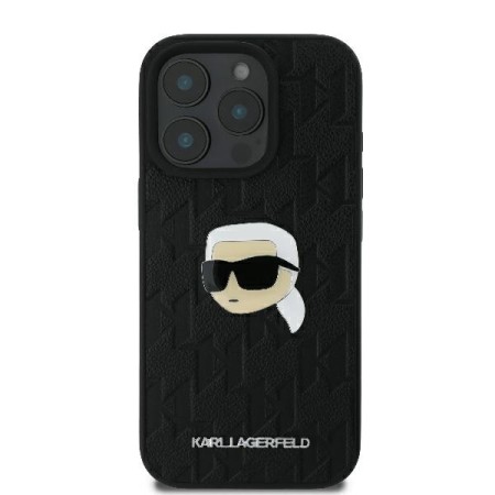 Husa iPhone 16 Pro Max - Karl Lagerfeld Hardcase Leather Monogram (KLHCP16XPGKLKIPK) - Karl Head Pin