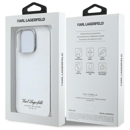 Husa iPhone 16 Pro Max - Karl Lagerfeld Hardcase Leather Hotel (KLHCP16XPGWCMKHG) - Grey RSG