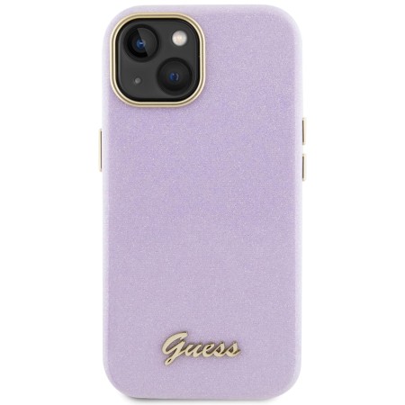 Husa pentru iPhone 15 / iPhone 14 / iPhone 13 - Guess Glitter Glossy Script (GUHCP15SPGMCSL) - Light Purple