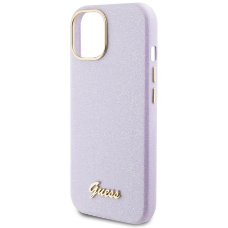 Husa pentru iPhone 15 / iPhone 14 / iPhone 13 - Guess Glitter Glossy Script (GUHCP15SPGMCSL) - Light Purple