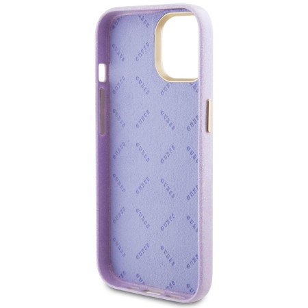 Husa pentru iPhone 15 / iPhone 14 / iPhone 13 - Guess Glitter Glossy Script (GUHCP15SPGMCSL) - Light Purple