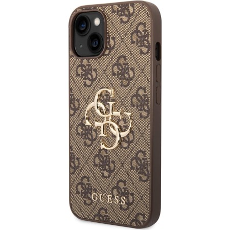 Husa pentru iPhone 15 / iPhone 14 / iPhone 13 - Guess Hardcase 4G Big Metal Logo (GUHCP15S4GMGBR) - Brown