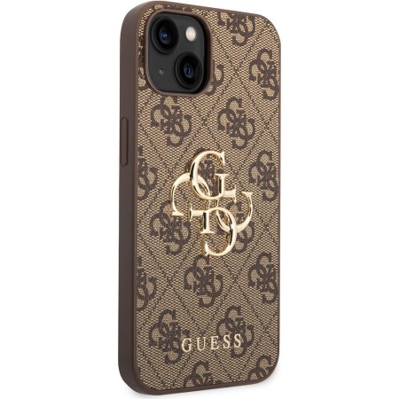 Husa pentru iPhone 15 / iPhone 14 / iPhone 13 - Guess Hardcase 4G Big Metal Logo (GUHCP15S4GMGBR) - Brown