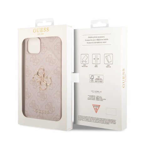 Husa pentru iPhone 15 Plus / iPhone 14 Plus - Guess Hardcase 4G Big Metal Logo (GUHCP15M4GMGPI) - Pink