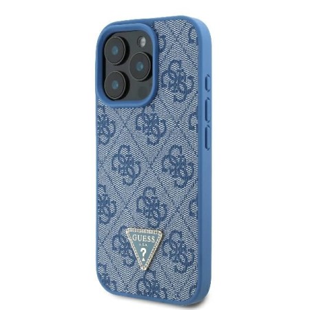 Husa pentru iPhone 16 Pro - Guess Leather Metal Logo Strass Crossbody (GUHCP16LP4TDSCPB) - Blue