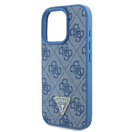 Husa pentru iPhone 16 Pro Max - Guess Leather Metal Logo Strass Crossbody (GUHCP16XP4TDSCPB) - Blue