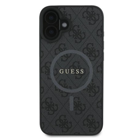 Husa pentru iPhone 16 Plus - Guess 4G Ring Classic Logo MagSafe (GUHMP16MG4GFRK) - Black