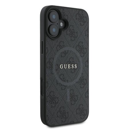 Husa pentru iPhone 16 Plus - Guess 4G Ring Classic Logo MagSafe (GUHMP16MG4GFRK) - Black