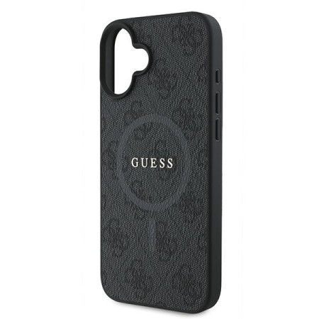 Husa pentru iPhone 16 Plus - Guess 4G Ring Classic Logo MagSafe (GUHMP16MG4GFRK) - Black