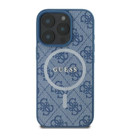 Husa pentru iPhone 16 Pro Max - Guess 4G Ring Classic Logo MagSafe (GUHMP16XG4GFRB) - Blue