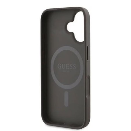 Husa pentru iPhone 16 Plus - Guess 4G Ring Classic Logo MagSafe (GUHMP16MG4GFRW) - Brown