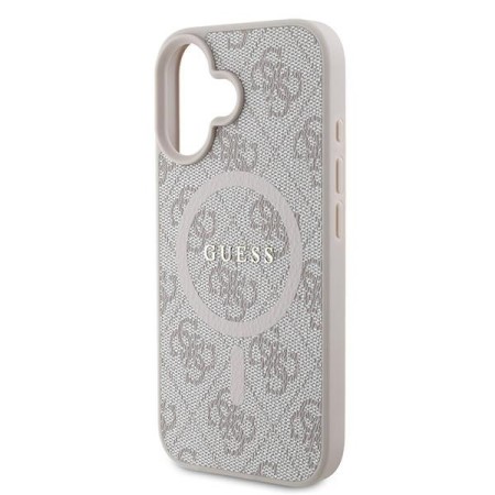 Husa pentru iPhone 16 Plus - Guess 4G Ring Classic Logo MagSafe (GUHMP16MG4GFRP) - Pink