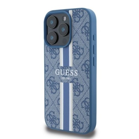 Husa pentru iPhone 16 Pro Max - Guess Hardcase 4G Printed Stripes MagSafe (GUHMP16XP4RPSB) - Blue