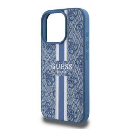 Husa pentru iPhone 16 Pro Max - Guess Hardcase 4G Printed Stripes MagSafe (GUHMP16XP4RPSB) - Blue