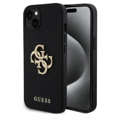 Husa pentru iPhone 15 / iPhone 14 / iPhone 13 - Guess Leather Perforated 4G (GUHCP15SPSP4LGK) - Black